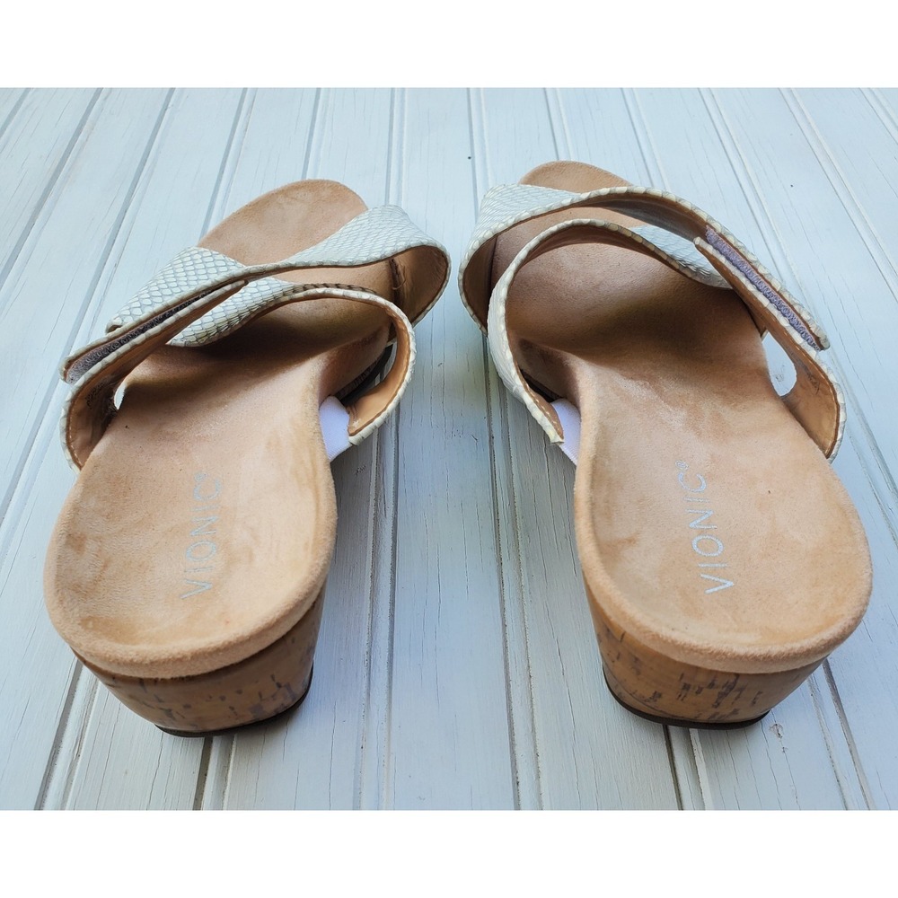 Vionic Women's Hayden Faux White Snakeskin  Sandals Size 10 Wedge Slip On - Picture 4 of 8